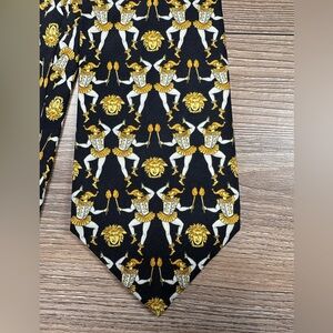 GIANNI VERSACE Vintage 90s Silk Tie Jester & Medusa Head Men’s size 58” 3 3/4”